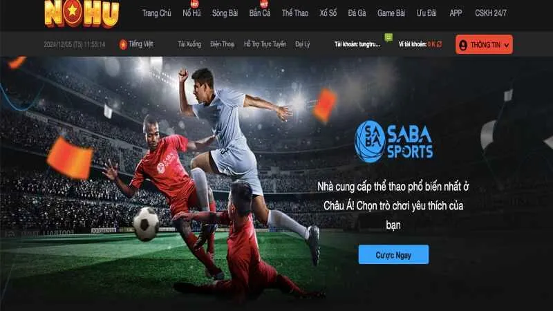 Giao diện đẹp mắt và chuyên nghiệp của sảnh thể thao